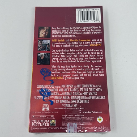 Bad Boys VHS 1995 Will Smith Martin Lawrence Whatcha Gonna Do Factory Sealed - Picture 2 of 7